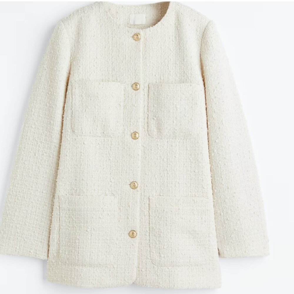 Bouclé Jacket, Cream with gold accents